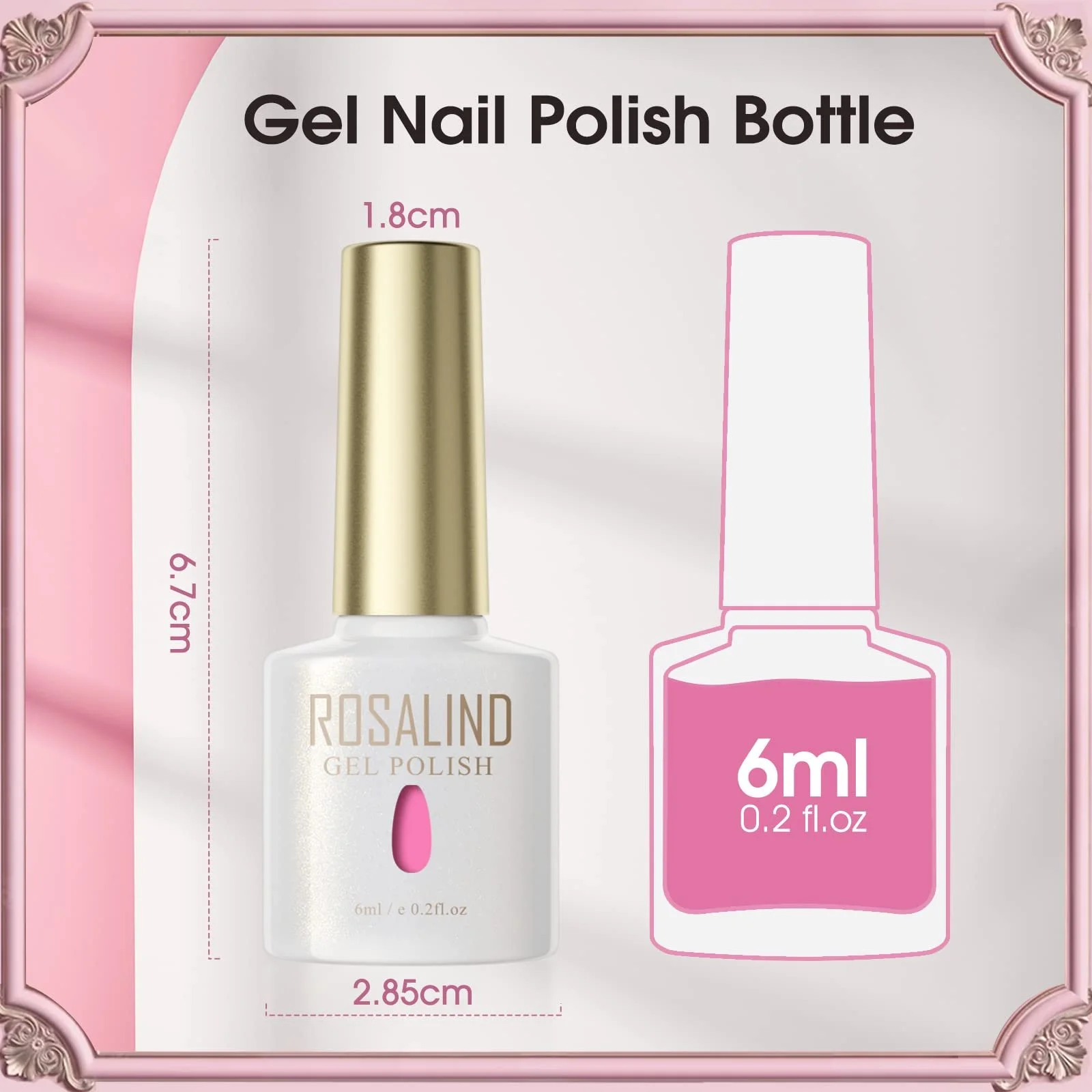 Гель-лак ROSALIND Пастель 6 цветов Розовый Неоновый розовый Детский Ярко-розовый Цветной гель для гелевых ногтей для лампы Пастель Весна Лето, фото №9