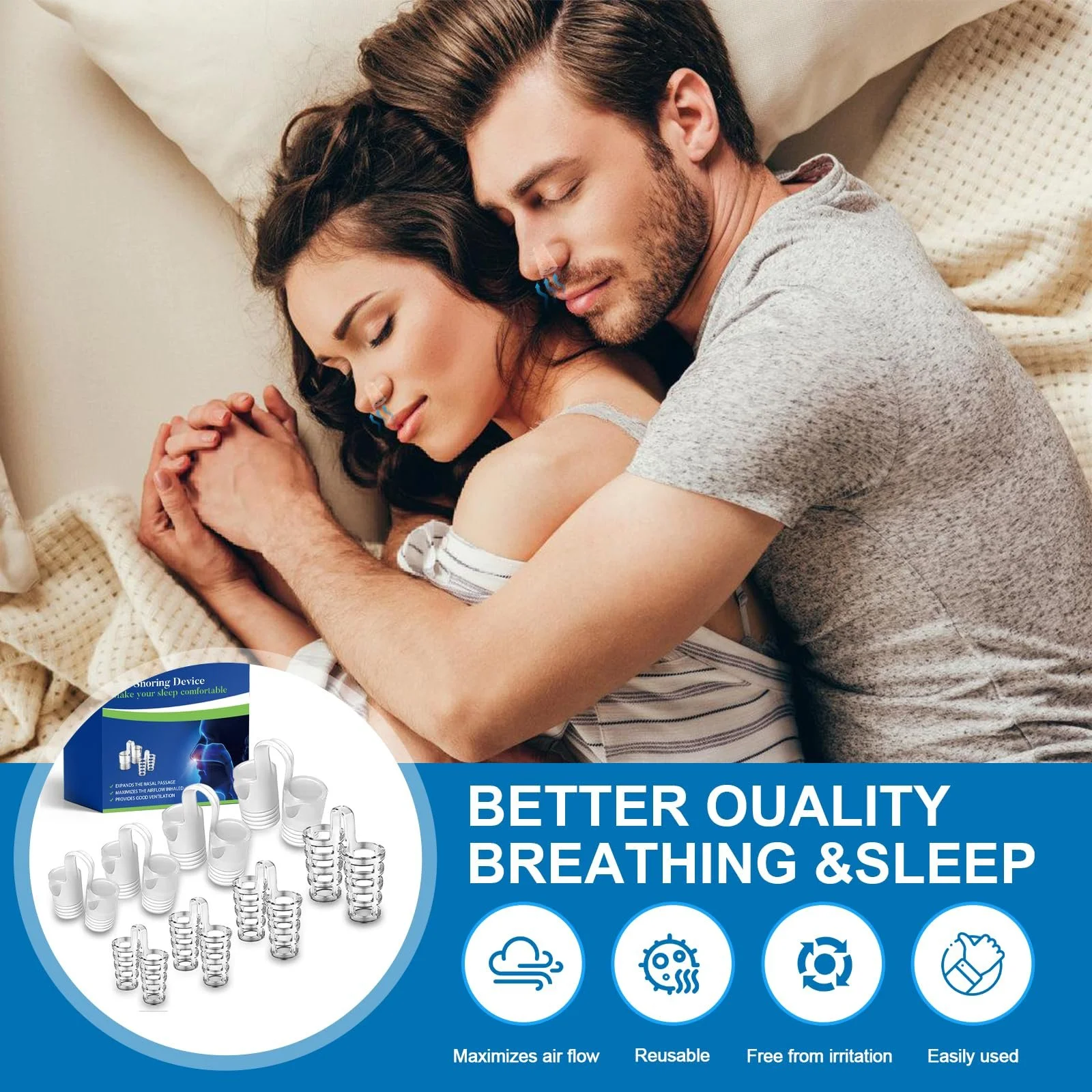 Кліпси проти хропіння (8 шт. в упаковці), для носа, силіконова, фото №4
