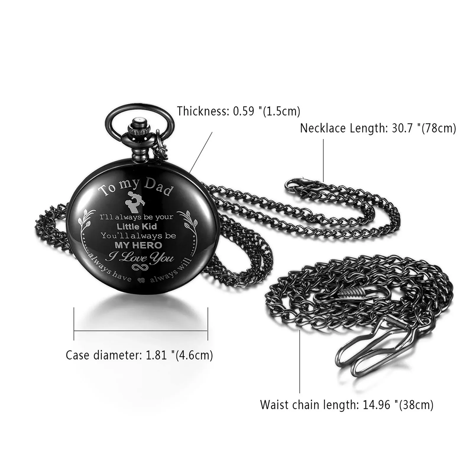 Кишеньковий годинник JewelryWe з ланцюжком для чоловіків та жінок, фото №5 Кишеньковий годинник JewelryWe з ланцюжком для чоловіків та жінок, фото №5