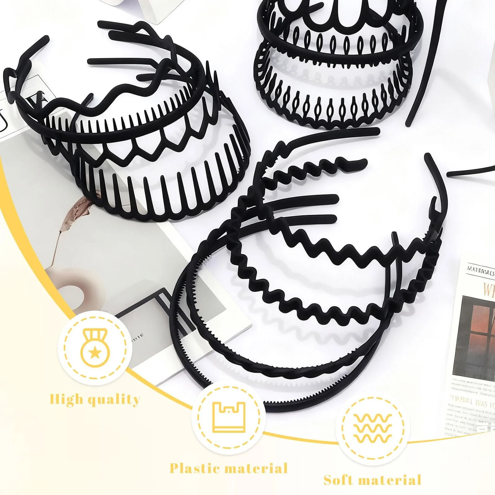 Обруч для волосся VelvetGlow Чорний, фото №4