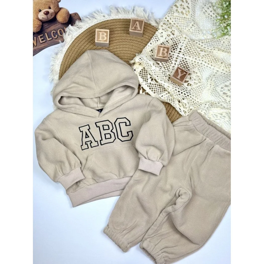 Теплий дитячий костюм з флісу "ABC" від 80 см до 140 см з капюшоном, фото №4