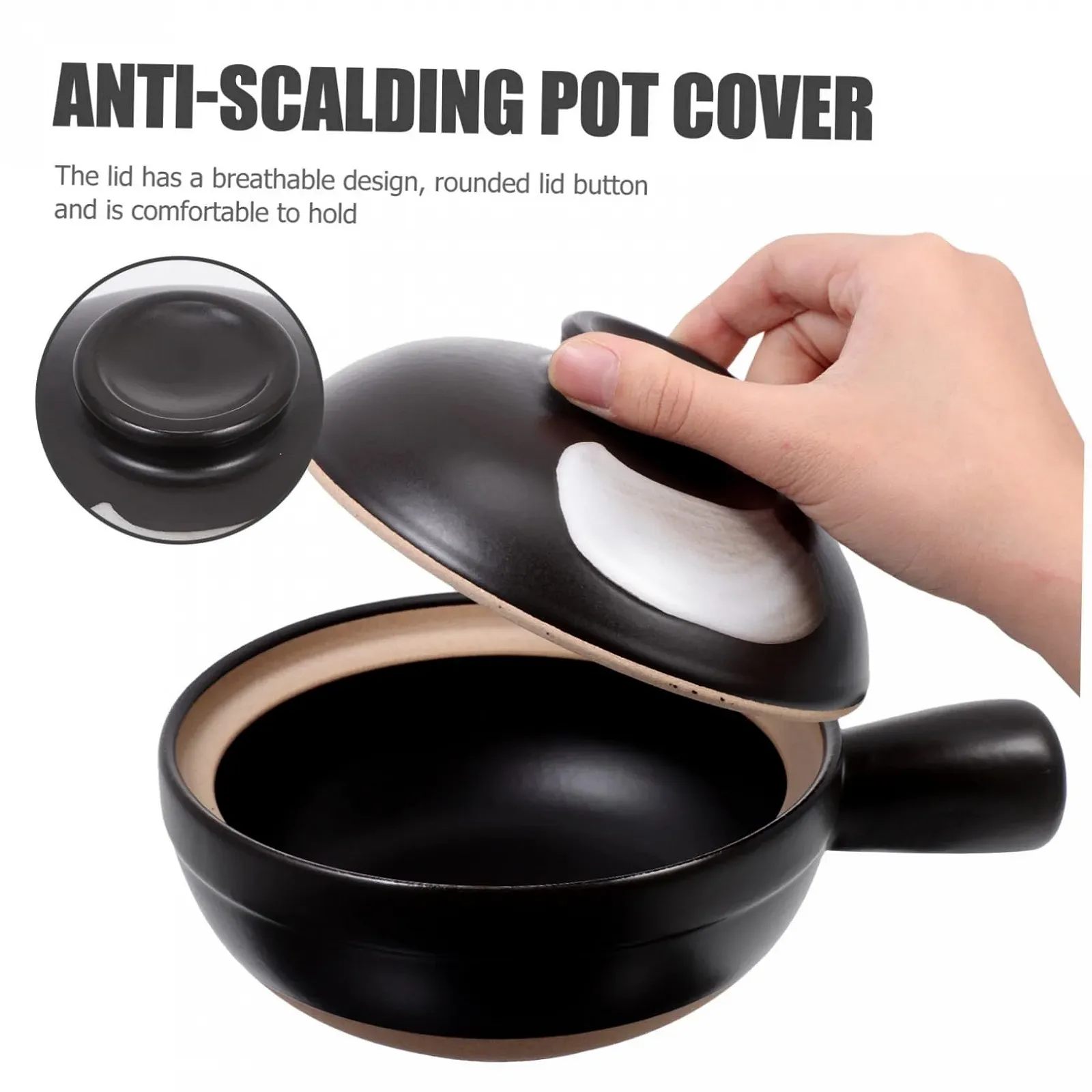 Кастрюля для тушения фарфоровая маленькая с ручкой и крышкой термостойкая, фото №8