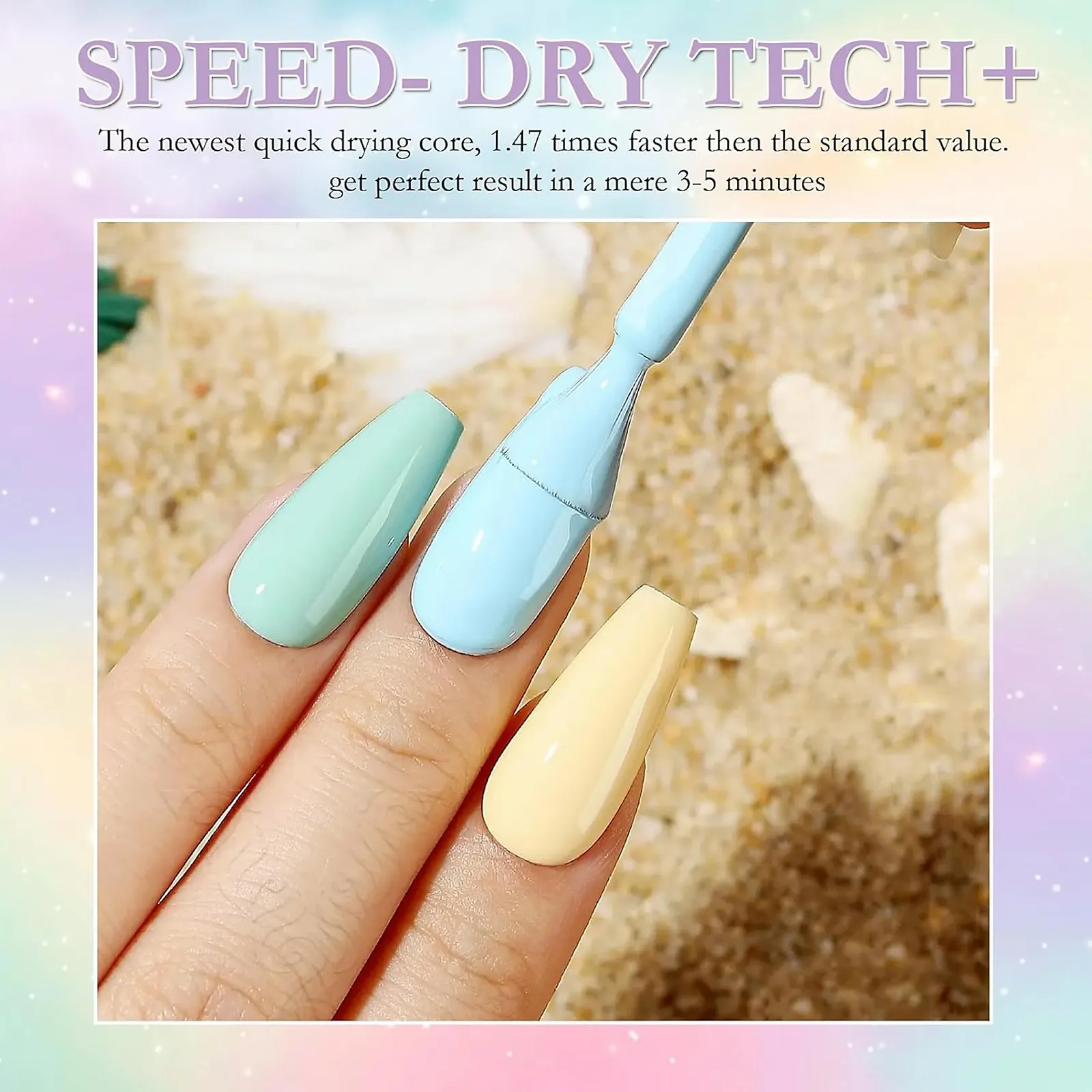 Набор лаков для ногтей MrCuvaryas, 6 цветов, пастельный нюдовый, розовый, голубой, жёлтый, лавандовый, фиолетовый, зелёный, быстросохнущий, нетоксичный, на водной основе, гель-лак для женщин, фото №4