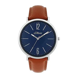 Мужские Кварцевые Часы s.Oliver 2038386 Аналоговые Ремешок из Искусственной Кожи, Серебряный, Водонепроницаемость 3 Бар, Поставляется в Подарочной Коробке - Фото 1