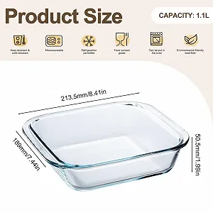 Стеклянная форма для запекания квадратная 8 x 7 x 2 термостойкая до 400 °C для аэрофритюрницы и СВЧ synthetic.ua - Фото 1