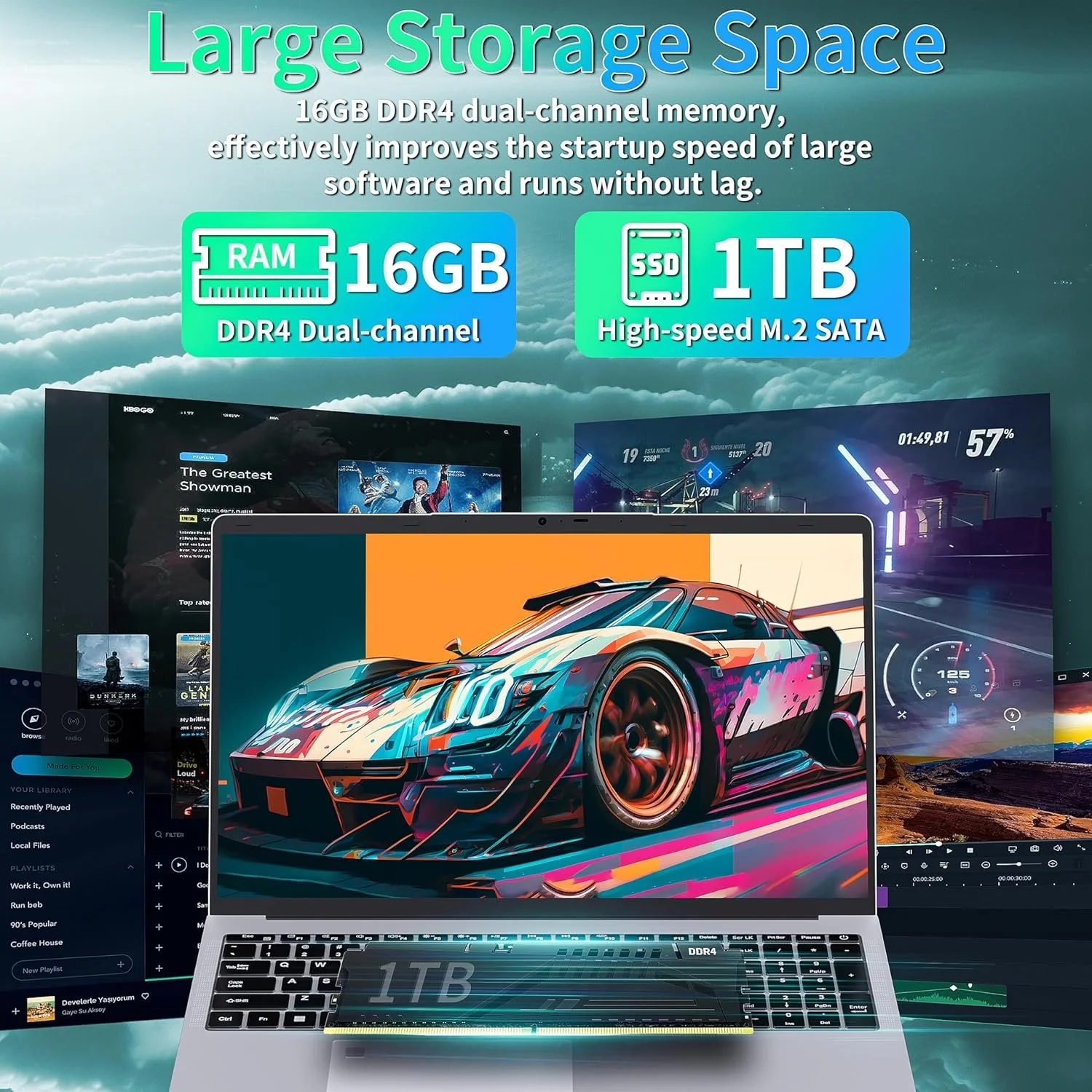 Ноутбук 17.3" Fsjun HL-K701 Intel Celeron N5095 RAM 16GB SSD 1TB Windows 11 (UKR), фото №4