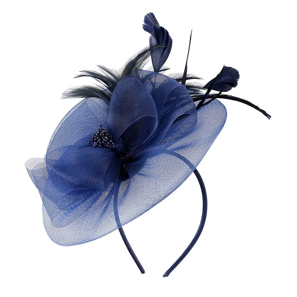 Жіночий Обруч з пір'ям та квітами для весілля, фото №1