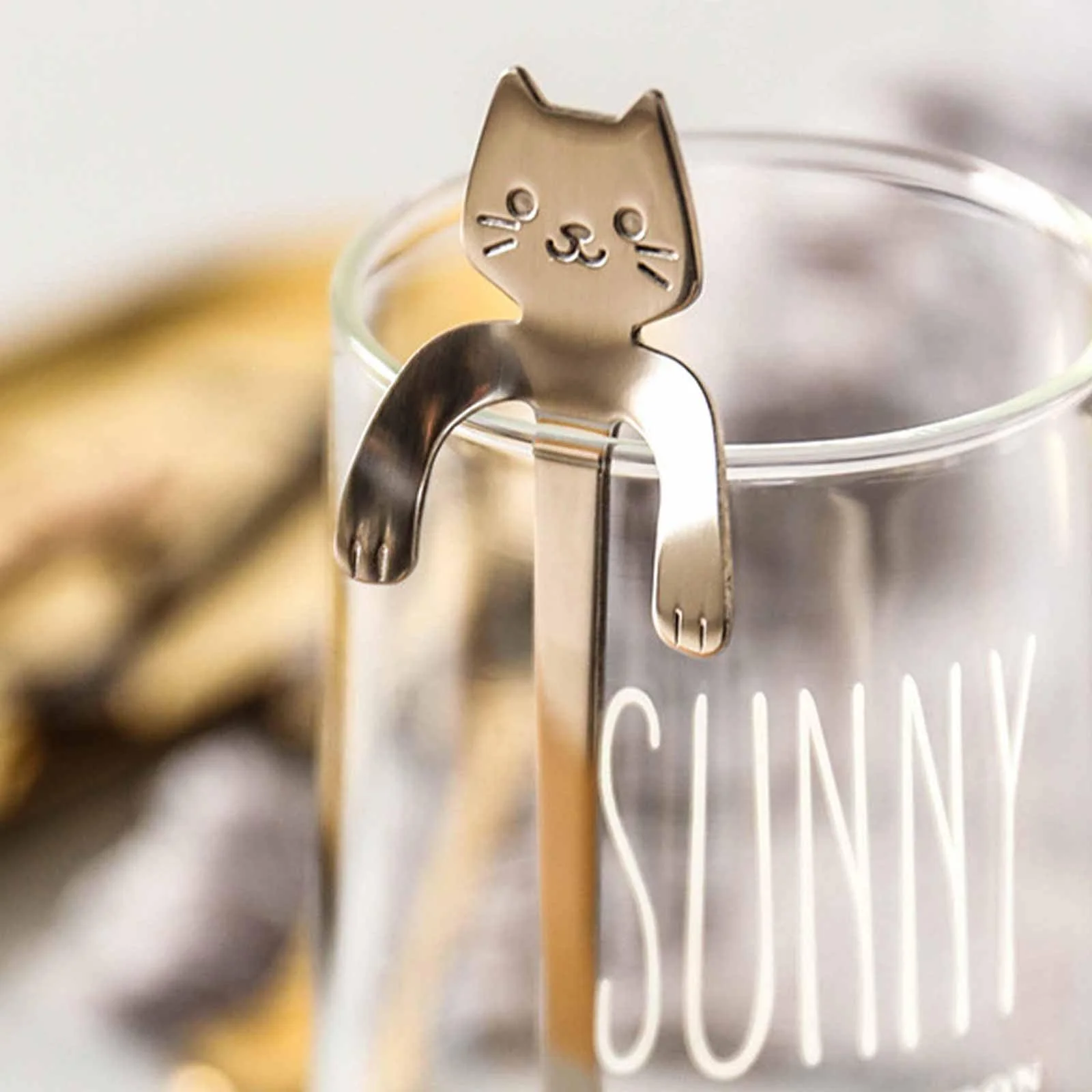 Набір кавових ложок з 4 котів, чайна з нержавіючої сталі, фото №5