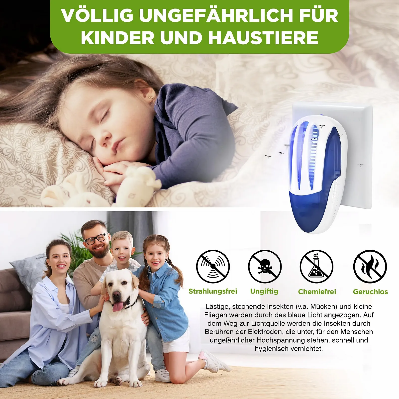 Електричний знищувач комах ISOTRONIC 1000 V UV лампа 30 м² 2 шт., фото №5