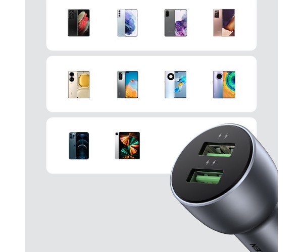 Автозарядка 2xUSB 36W USB-A QC 4.0 Сіра CD213 UGREEN, фото №3