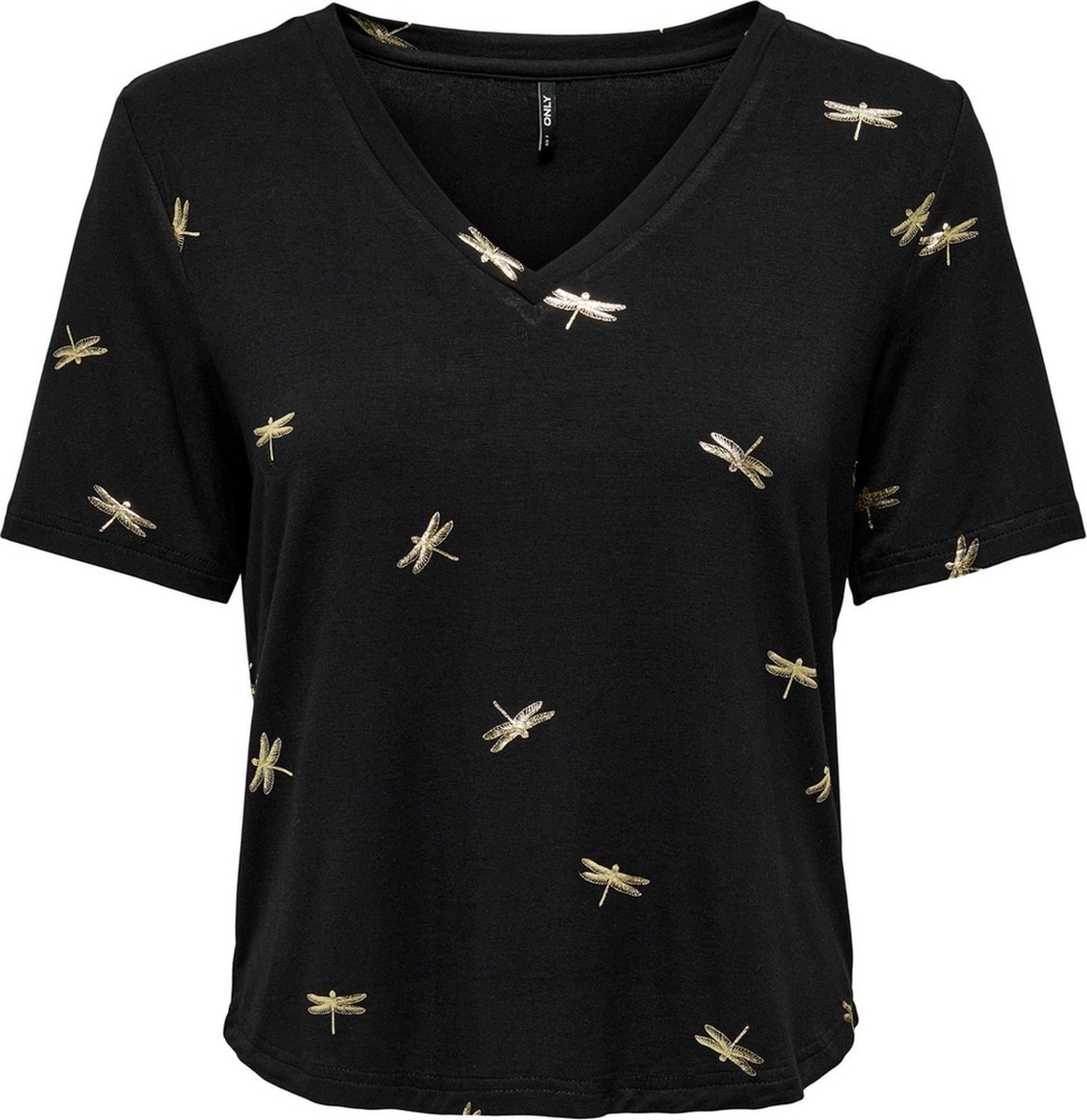 Футболка ONLFLORA FOIL TOP JRS 15273576--Detail:Gun metal foil ONLY Чорний M, фото №1