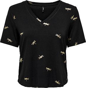Футболка ONLFLORA FOIL TOP JRS 15273576--Detail:Gun metal foil ONLY Чорний S - Фото 1