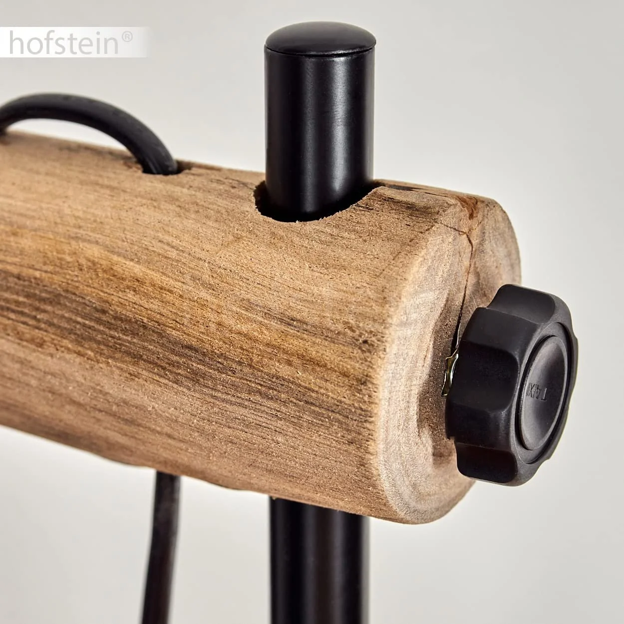 Настільна лампа Gondo метал/дерево регульована E27 сітчастий абажур чорний/натуральний, фото №7