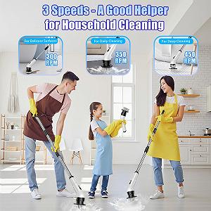 Електрична щітка для чищення Electric Spin Scrubber акумуляторна з 9 насадками та регульованою ручкою IPX7 3 режими synthetic.ua - Фото 1