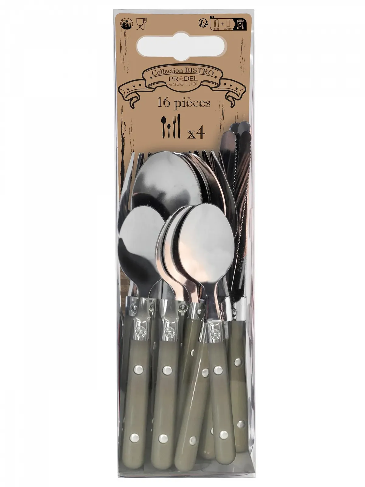 Набір столових приборів для 4 осіб Amefa Saxo 16 предметів, сірий, фото №4 Набір столових приборів для 4 осіб Amefa Saxo 16 предметів, сірий, фото №4