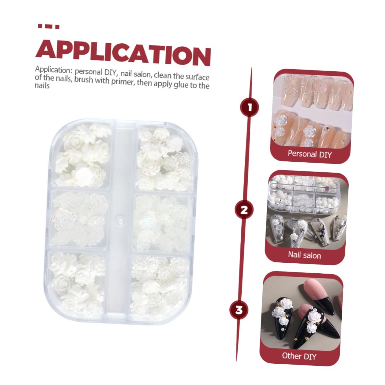 Цветок LALAFINA Набор для дизайна ногтей 2 шт., подвески для маникюра, цветок, плоская задняя часть, бусины-самоцветы с плоской задней частью, 3D роза, смола, фото №8