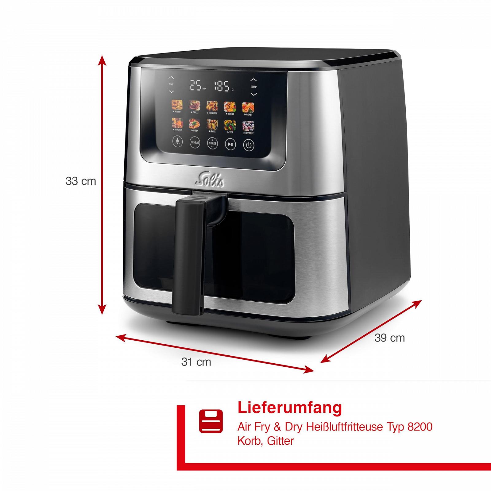 Мультипіч Solis Air Fry & Dry 7.5 L XXL 10 програм 3D Air Circulation без PFAS чорна, фото №6 Мультипіч Solis Air Fry & Dry 7.5 L XXL 10 програм 3D Air Circulation без PFAS чорна, фото №6
