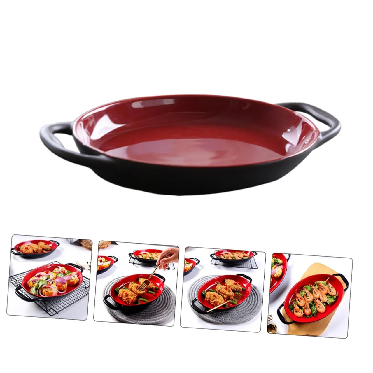 Форма для запікання Toyvian Ceramic Oval Casserole Compartment антипригарна термостійка елегантний дизайн, фото №7