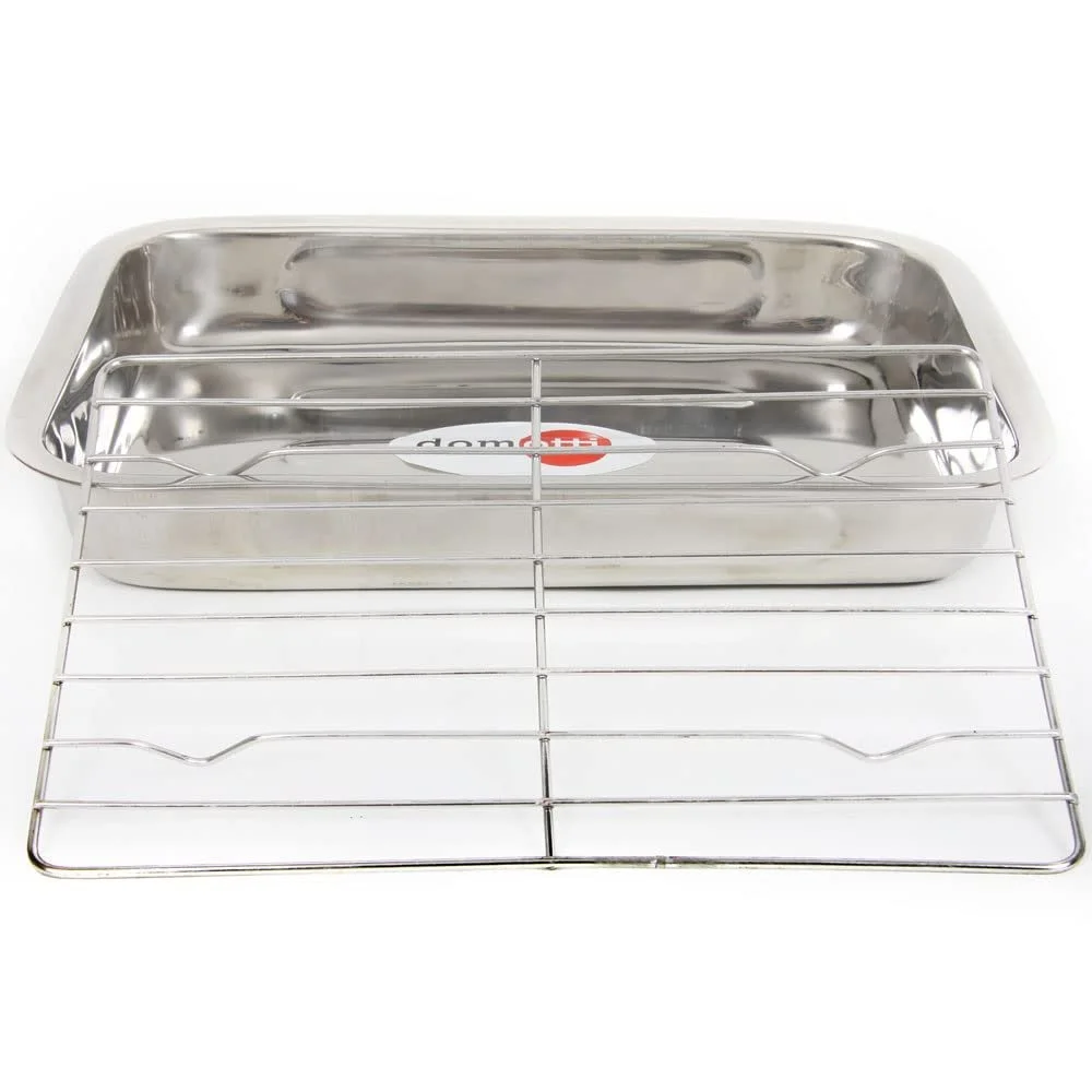 Форма для запекания DOMOTTI с решеткой 30 x 22 x 5 см Нержавеющая сталь Прямоугольная Сребристая, фото №4 Форма для запекания DOMOTTI с решеткой 30 x 22 x 5 см Нержавеющая сталь Прямоугольная Сребристая, фото №4