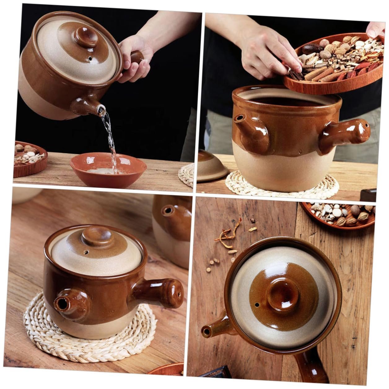Глиняный горшок SOIMISS малый китайский для традиционной медицины термостойкий для открытого огня с эргономичной ручкой, фото №7