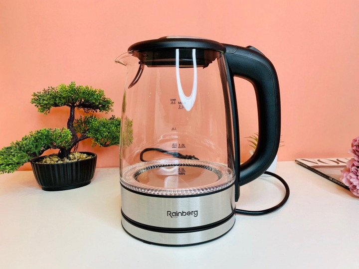 Электрический чайник стеклянный Rainberg RB-703, 2 литра Reinberg, фото №1 Электрический чайник стеклянный Rainberg RB-703, 2 литра Reinberg, фото №1