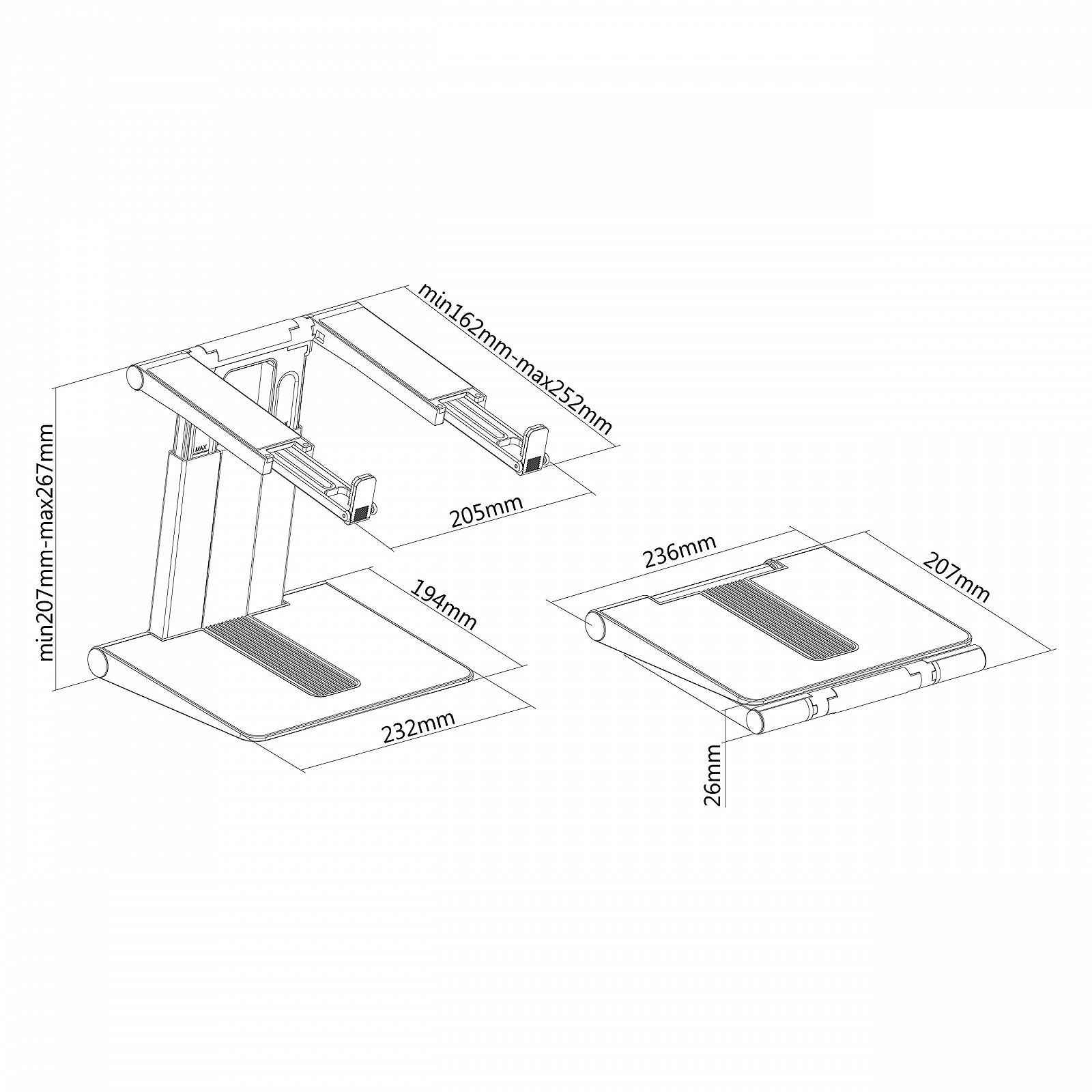 Подставка для ноутбука Newstar NSLS200 10-16 дюймов до 5 кг Серебристо-черная, фото №23