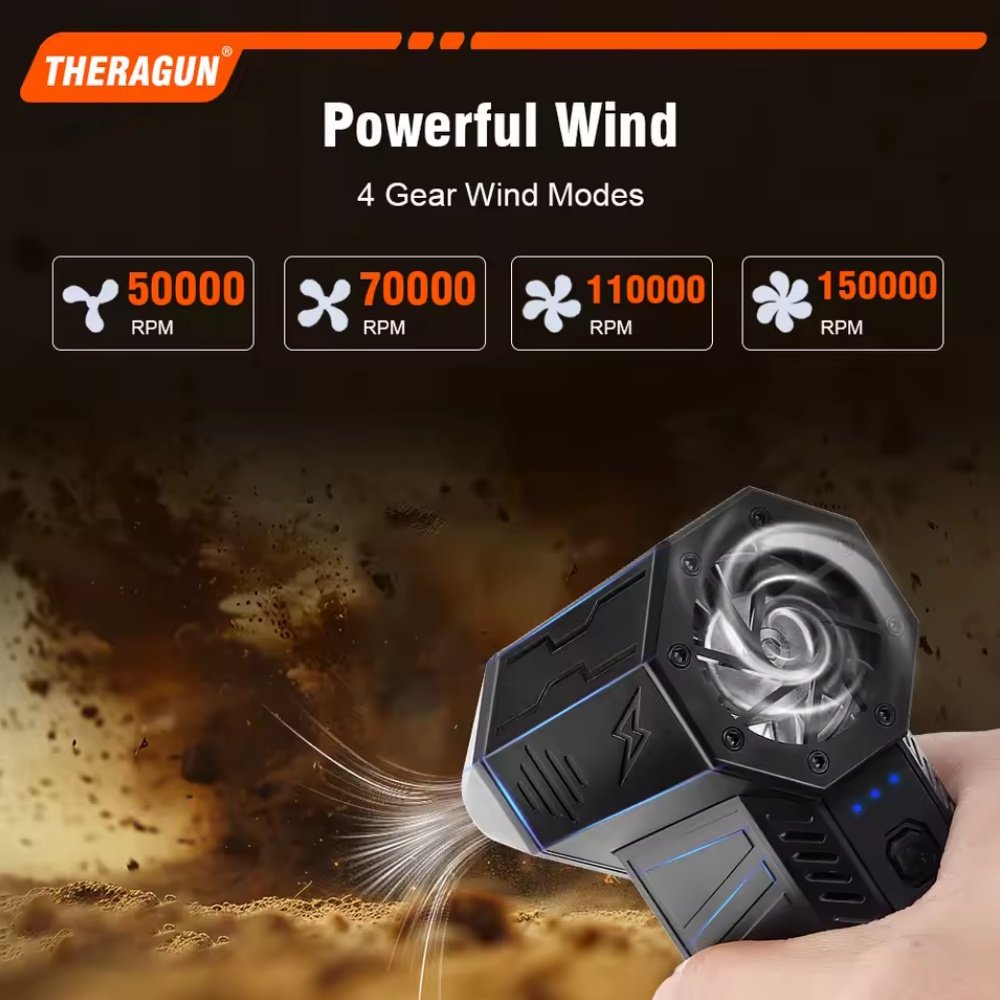 Портативний турбовентилятор THERAGUN X3ProTurbo Jet Fan 150000 RPM Black, фото №3