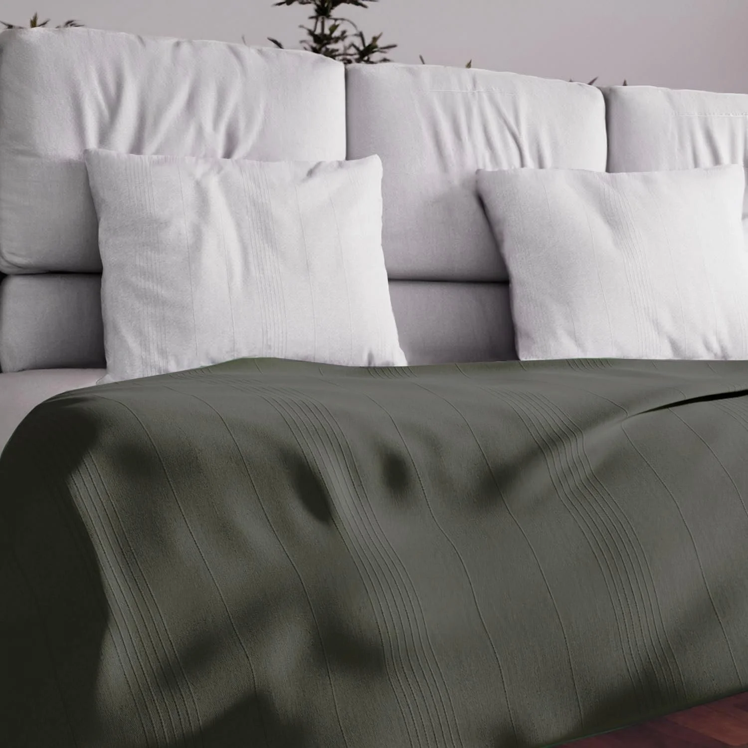 Покривало Бавовняне Soleil d'ocre Adele Однотонний Хакі 180 x 220 см, фото №1