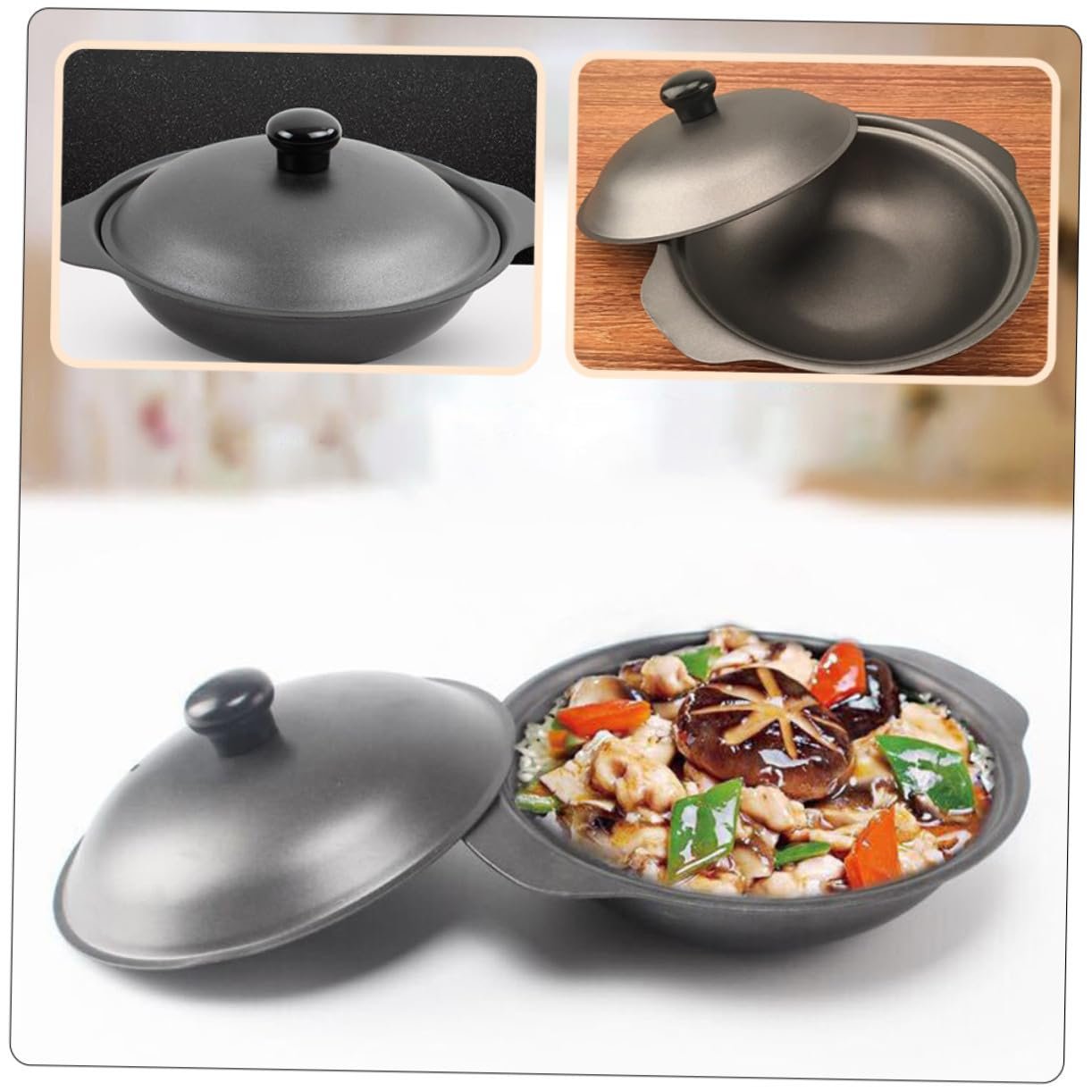 Кастрюля для запекания NUOBESTY чугунная с крышкой термостойкая, фото №3 Кастрюля для запекания NUOBESTY чугунная с крышкой термостойкая, фото №3