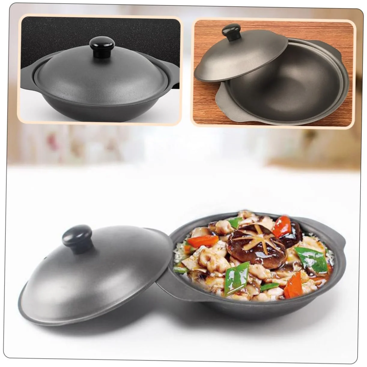 Кастрюля для запекания NUOBESTY чугунная с крышкой термостойкая, фото №3