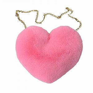 Сумка Fashion Love Персикове Серце Жіноча Сумка на Ланцюжку Плюшева Сумка на Одне Плече Вовняна Сумка Плюшева Подушка у Формі Серця - Фото 1