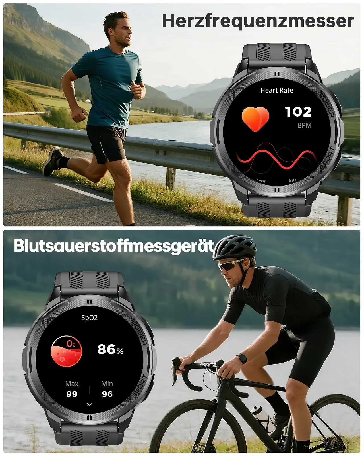 Смарт-часы OUKITEL Мужской Military Водонепроницаемый 1.43 дюйма AMOLED-дисплей, фото №6