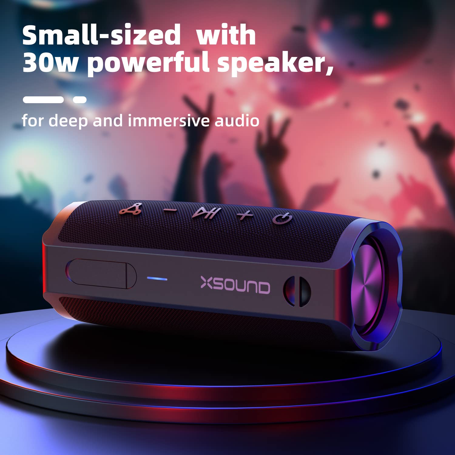Колонка XSOUND FunPlay Pro Bluetooth Беспроводная Водонепроницаемая 30W с Сабвуфером 20 часов воспроизведения IPX7 Тип-C Быстрая зарядка, фото №4