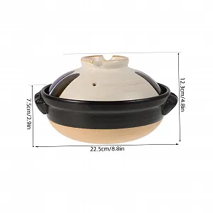 Кастрюля керамическая Gatuida в японском стиле с крышкой термостойкая для открытого огня с двумя ручками Серая synthetic.ua - Фото 1