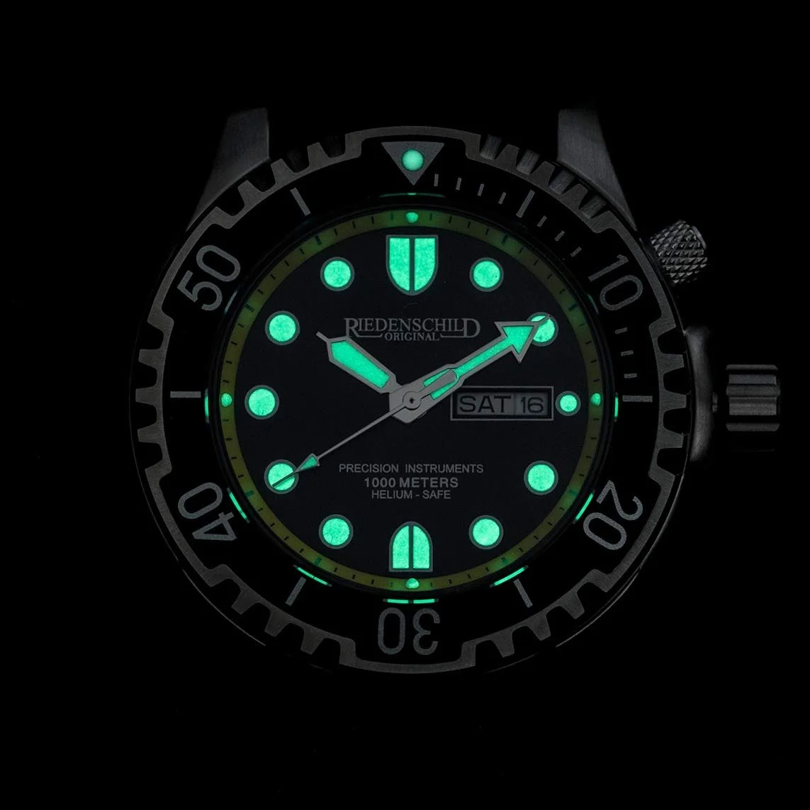 Часы для дайвинга PRECISION INSTRUMENTS RIEDENSCHILD ORIGINAL 100ATM, стальной и силиконовый браслет - гелиевый клапан - сапфировое стекло, фото №3 Часы для дайвинга PRECISION INSTRUMENTS RIEDENSCHILD ORIGINAL 100ATM, стальной и силиконовый браслет - гелиевый клапан - сапфировое стекло, фото №3