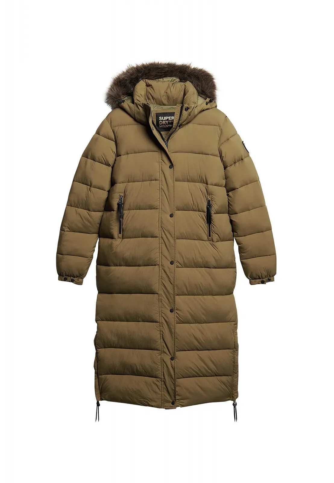 Куртка Superdry Довга стьобана з капюшоном та штучним хутром Жіноча, фото №1