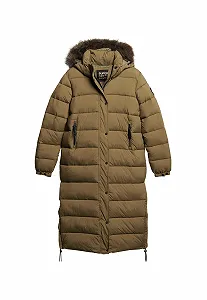 Куртка Superdry Длинная стеганая с капюшоном и искусственным мехом Женская - Фото 1