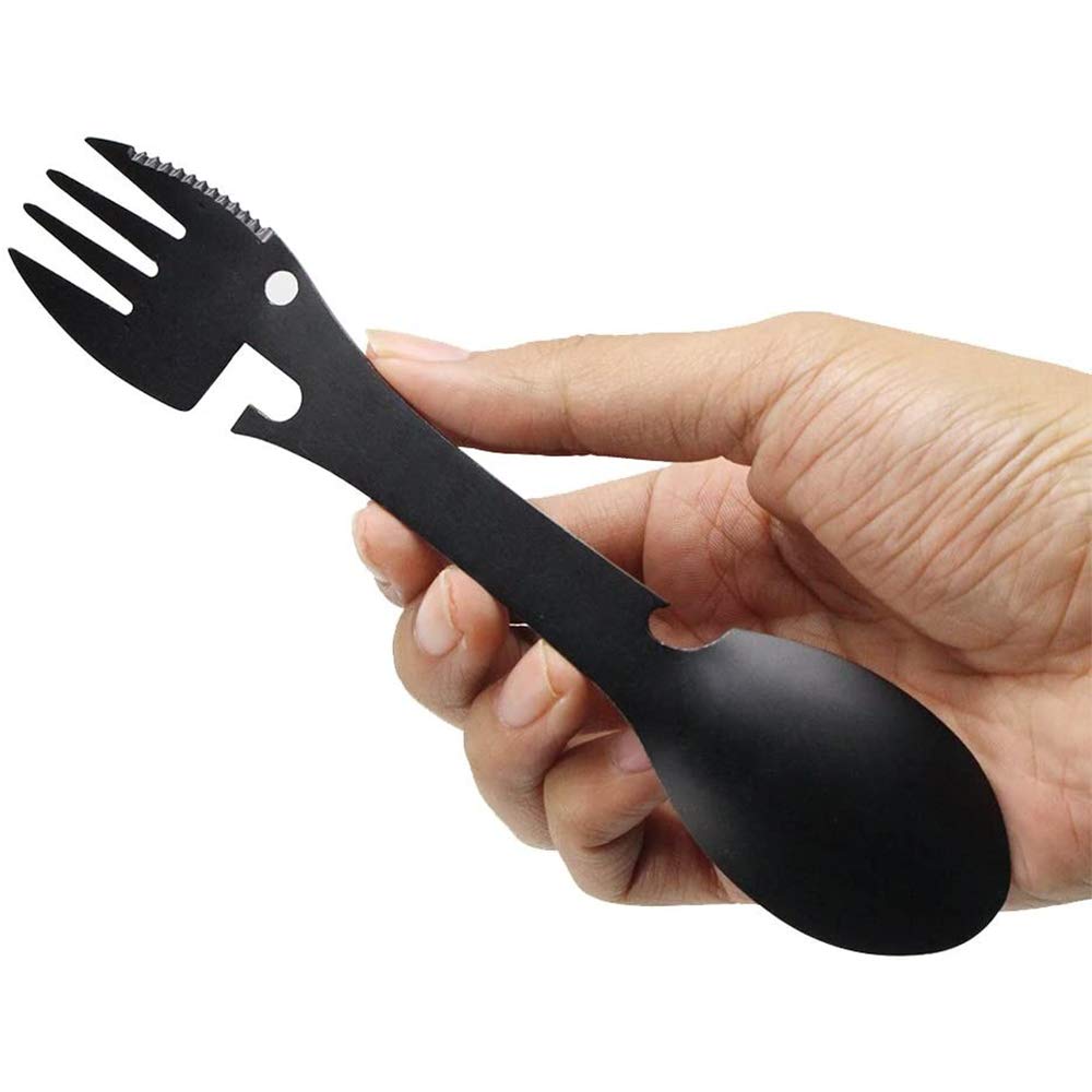 Набор столовых приборов THETAG Camping Spork Ложка Вилка Нож Открывалка для бутылок и консервов Нержавеющая сталь, фото №4