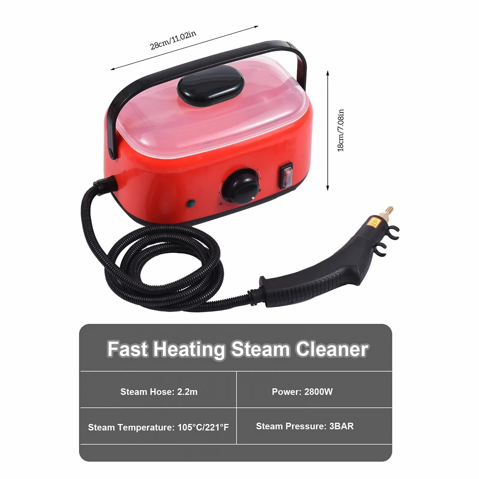 Пароочисник портативний 2800 Вт 2 л 105°C 3 бар, фото №6