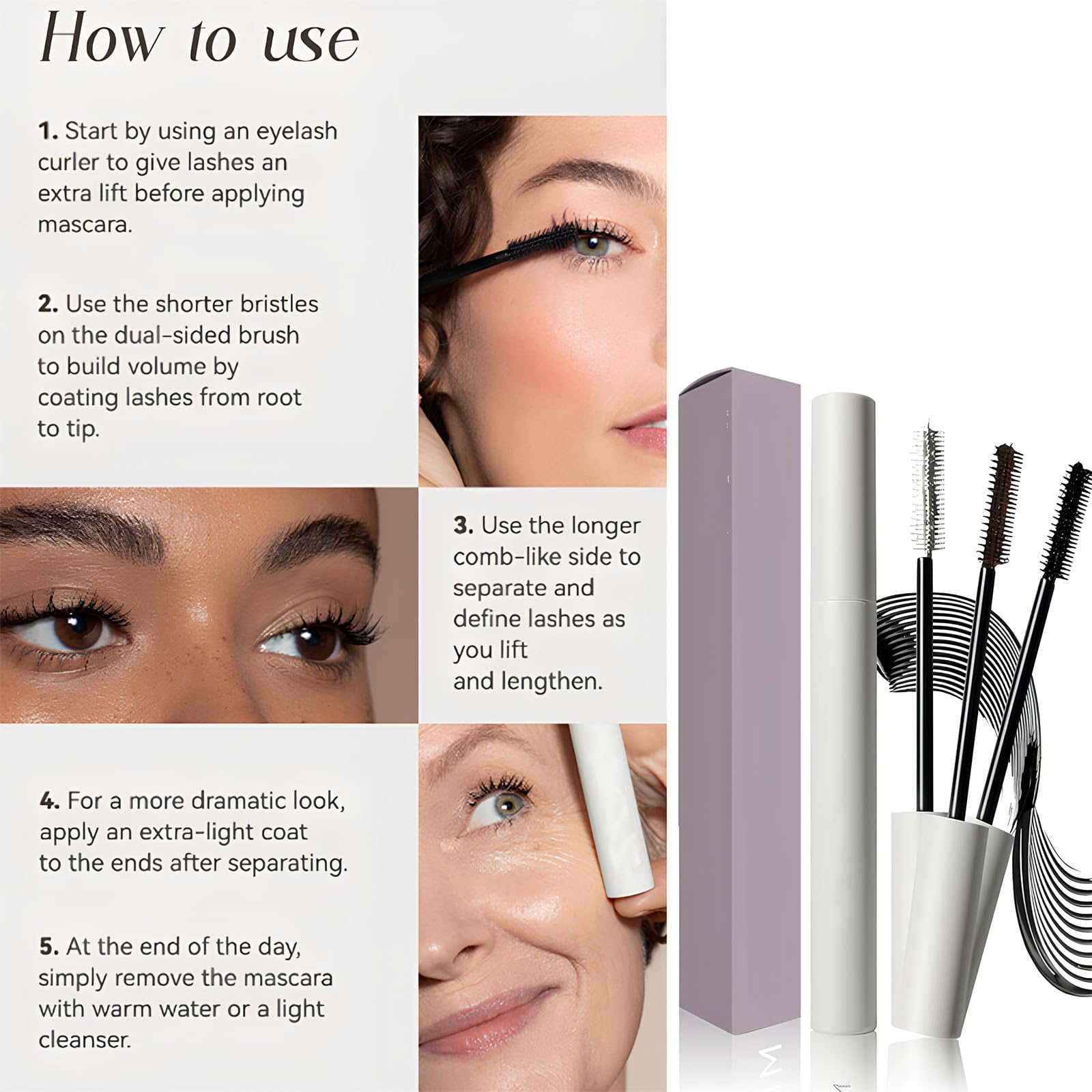 Туш для вій Long Lasting, Voluminous, False Lash Effect, Curl and Volume, Sculpted White, фото №6