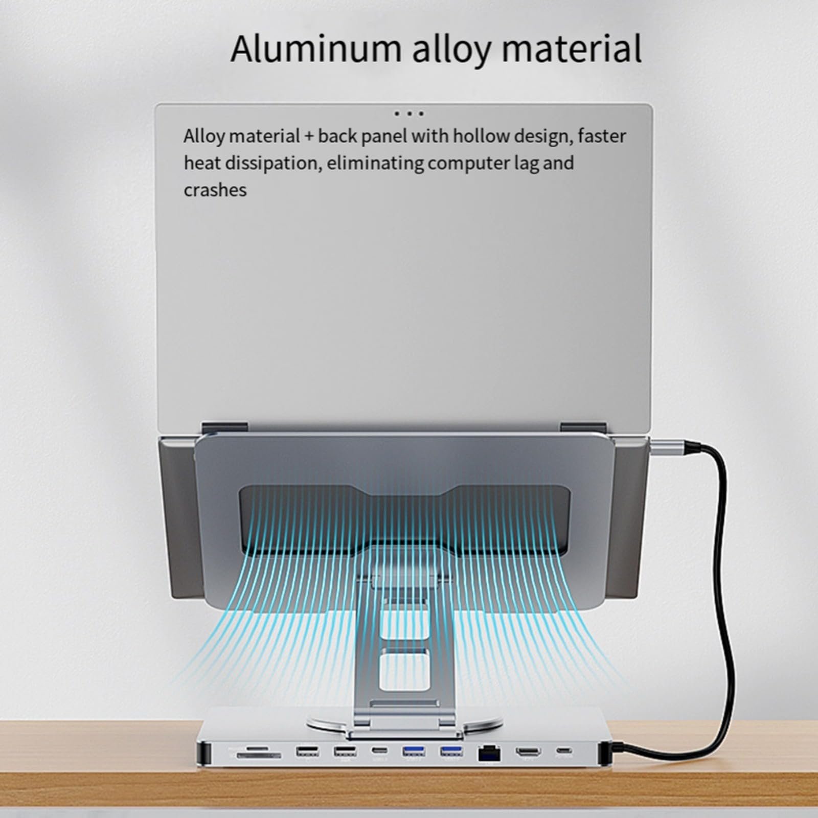 Подставка для ноутбука складная Compact с 4K видеовыходом 60 Гц, гигабитным сетевым подключением и поворотной конструкцией, фото №3