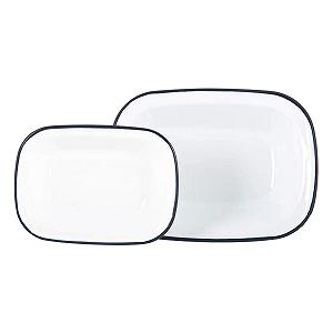 Набор посуды Argon Tableware для пирога, 2 шт., эмаль, сталь, для кемпинга, 2 размера, белый, синий - Фото 1