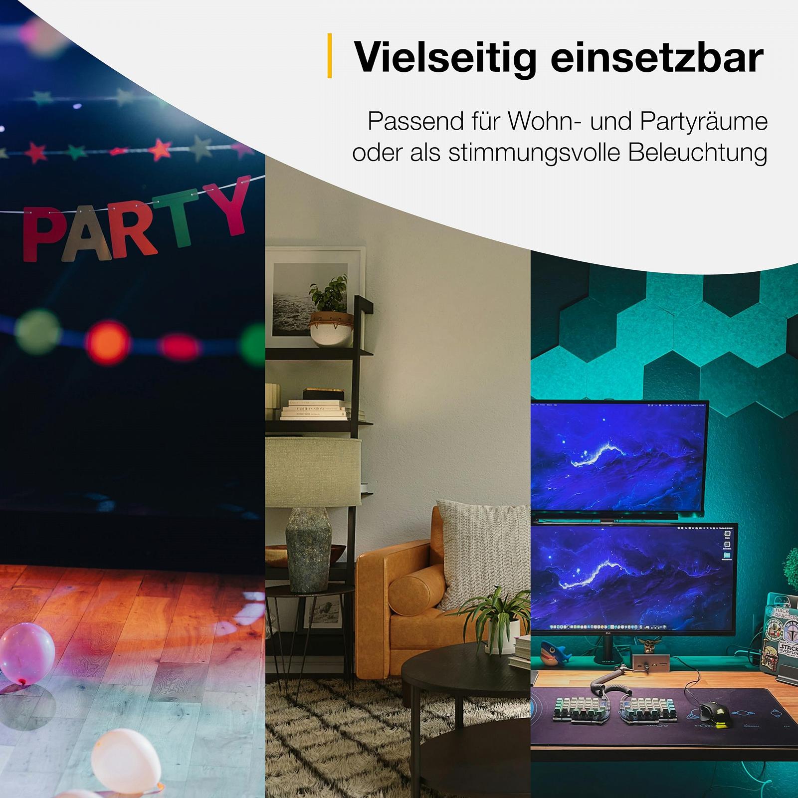 Настільна лампа Brilliant RGB LED 50 см з музичним сенсором та пультом 65 лм Чорна, фото №7