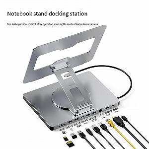 Подставка для ноутбука складная Compact с 4K видеовыходом 60 Гц, гигабитным сетевым подключением и поворотной конструкцией synthetic.ua - Фото 1