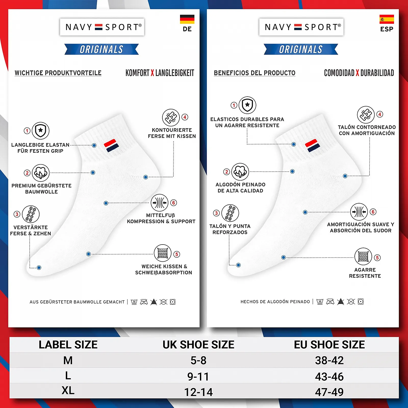 Носки спортивные NAVYSPORT, 6 пар (разноцветный, 6 пар), фото №4