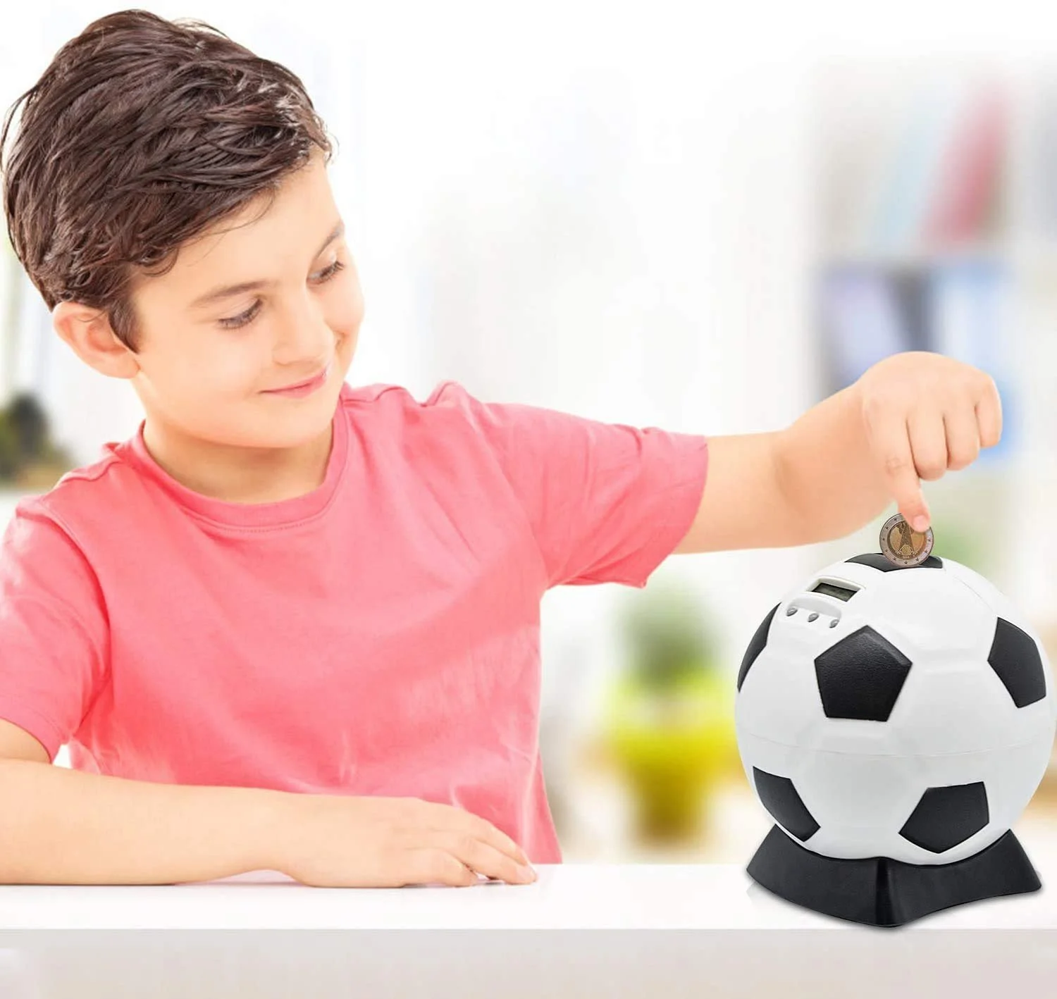 Скарбничка футбольний м'яч з цифровим лічильником монет Євро, фото №8