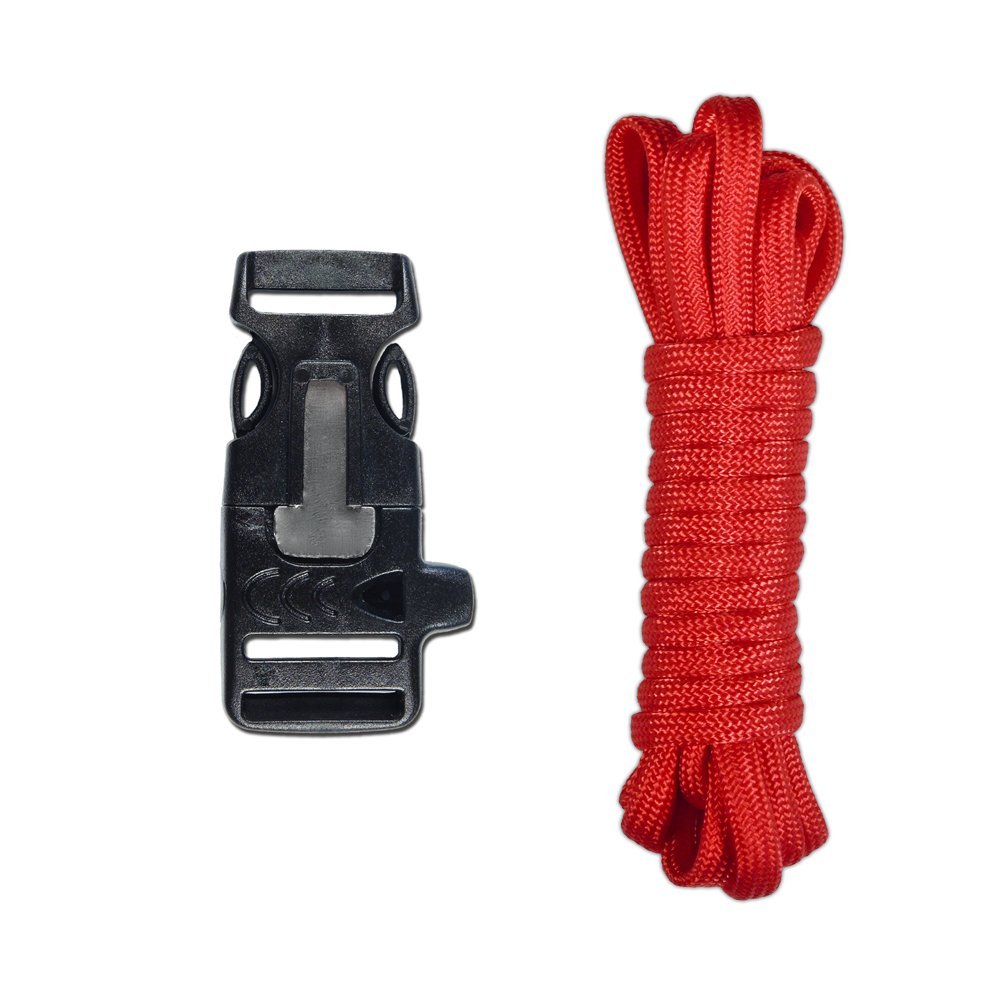 Набор для выживания PARACORD PLANET для самостоятельного изготовления браслета из паракорда с огнивом/свистком, имперский красный, фото №1
