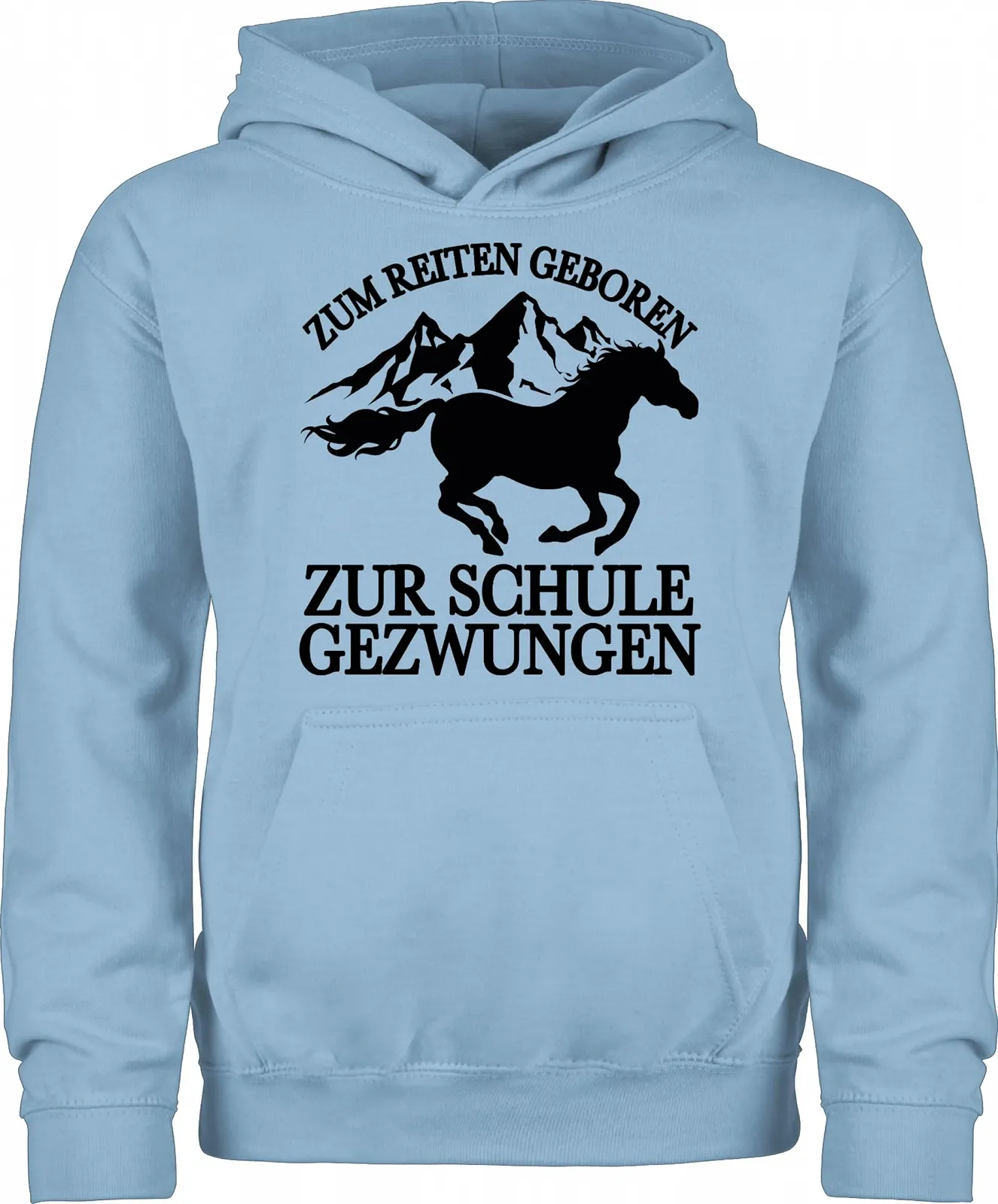 Детская Толстовка Shirtracer С принтом животных - Рожден для верховой езды, вынужден ходить в школу - с лошадью и горами - черный, фото №1 Детская Толстовка Shirtracer С принтом животных - Рожден для верховой езды, вынужден ходить в школу - с лошадью и горами - черный, фото №1