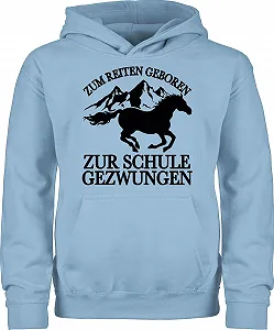 Детская Толстовка Shirtracer С принтом животных - Рожден для верховой езды, вынужден ходить в школу - с лошадью и горами - черный - Фото 1
