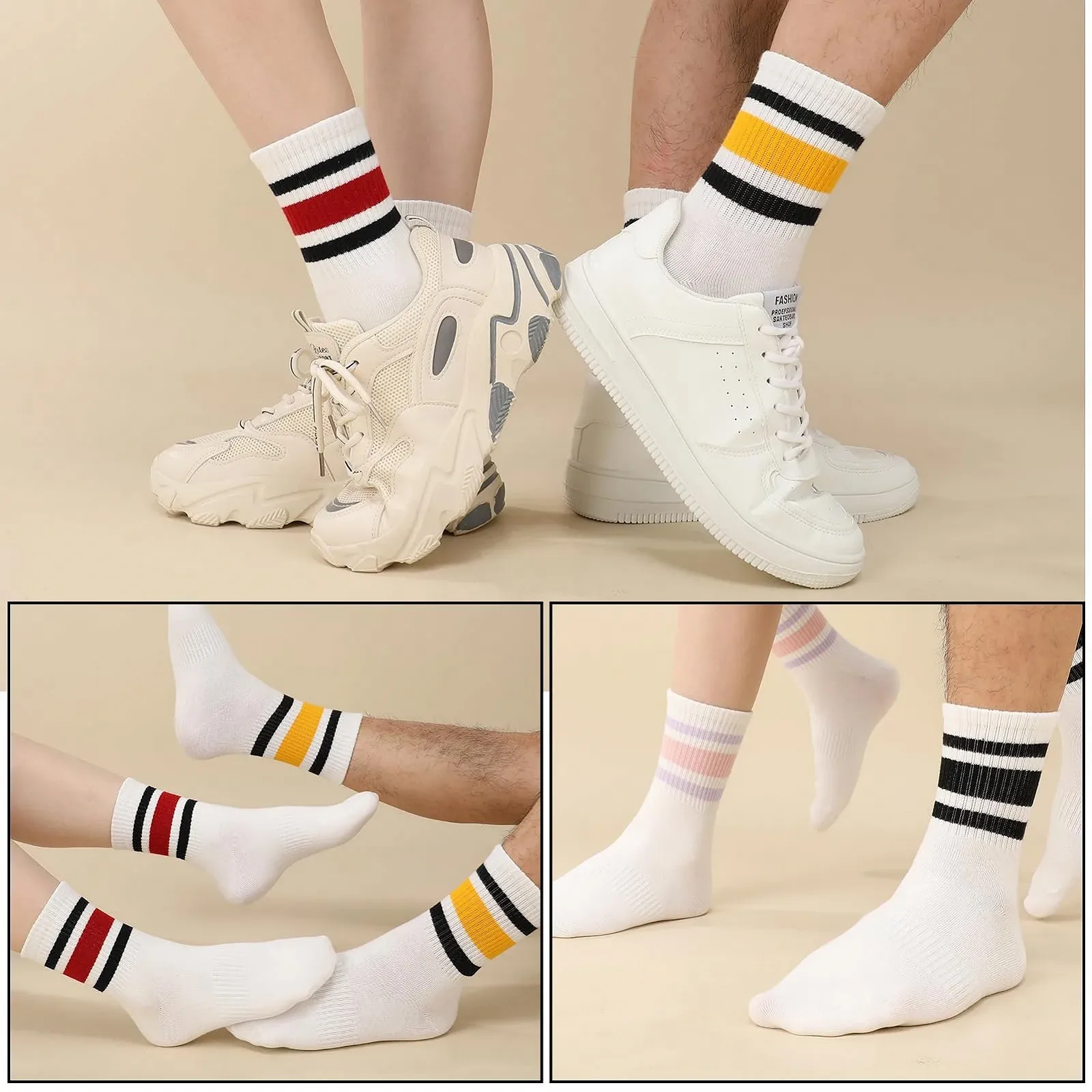 Спортивные носки Белые в полоску 6 пар, размер 38-42, фото №5